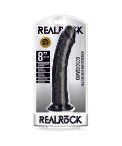 Realrock Realistic 8 In. Curved Dildo With Suction Cup Black