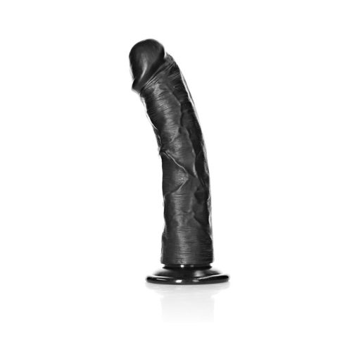 Realrock Realistic 8 In. Curved Dildo With Suction Cup Black - Image 2