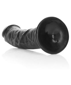 Realrock Realistic 8 In. Curved Dildo With Suction Cup Black