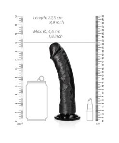 Realrock Realistic 8 In. Curved Dildo With Suction Cup Black