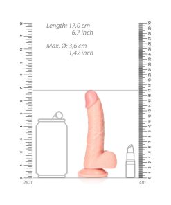 Realrock Realistic 6 In. Curved Dildo With Balls And Suction Cup Flesh