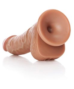 Realrock Realistic 6 In. Curved Dildo With Balls And Suction Cup Tan
