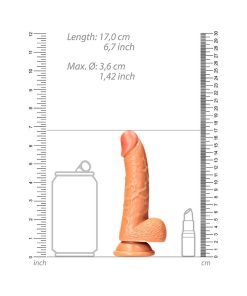 Realrock Realistic 6 In. Curved Dildo With Balls And Suction Cup Tan
