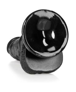 Realrock Realistic 6 In. Curved Dildo With Balls And Suction Cup Black