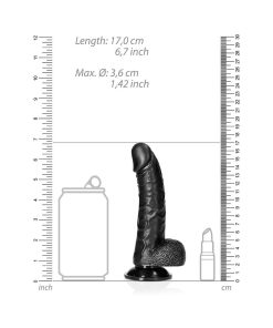Realrock Realistic 6 In. Curved Dildo With Balls And Suction Cup Black
