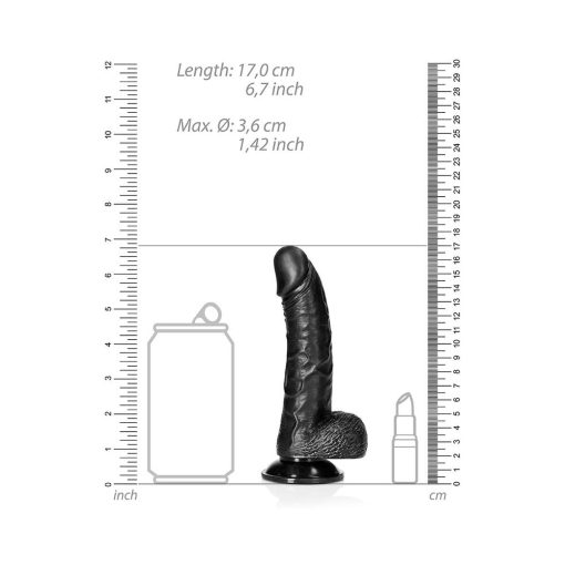 Realrock Realistic 6 In. Curved Dildo With Balls And Suction Cup Black - Image 6