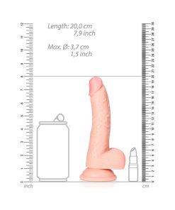Realrock Realistic 7 In. Curved Dildo With Balls And Suction Cup Beige