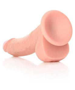 Realrock Realistic 8 In. Curved Dildo With Balls And Suction Cup Beige