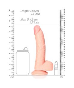 Realrock Realistic 8 In. Curved Dildo With Balls And Suction Cup Beige
