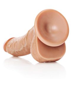 Realrock Realistic 8 In. Curved Dildo With Balls And Suction Cup Tan