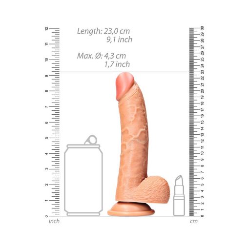 Realrock Realistic 8 In. Curved Dildo With Balls And Suction Cup Tan - Image 6