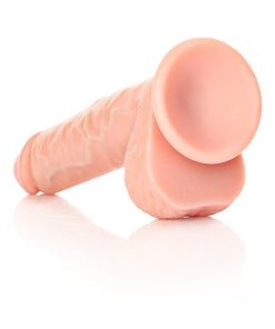 Realrock Realistic 7 In. Straight Dildo With Balls And Suction Cup Beige