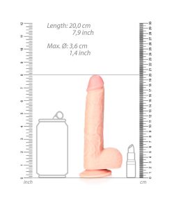 Realrock Realistic 7 In. Straight Dildo With Balls And Suction Cup Beige