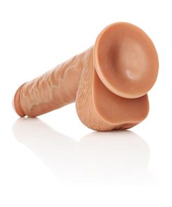 Realrock Realistic 10 In. Straight Dildo With Balls And Suction Cup Tan