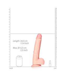 Realrock Realistic 12 In. Straight Dildo With Balls And Suction Cup Beige