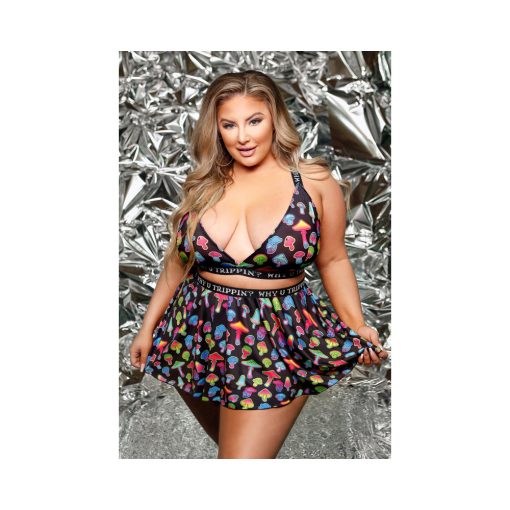 Fantasy Lingerie Vibes Why U Trippin' Skater Skirt Queen Size Black - Image 2