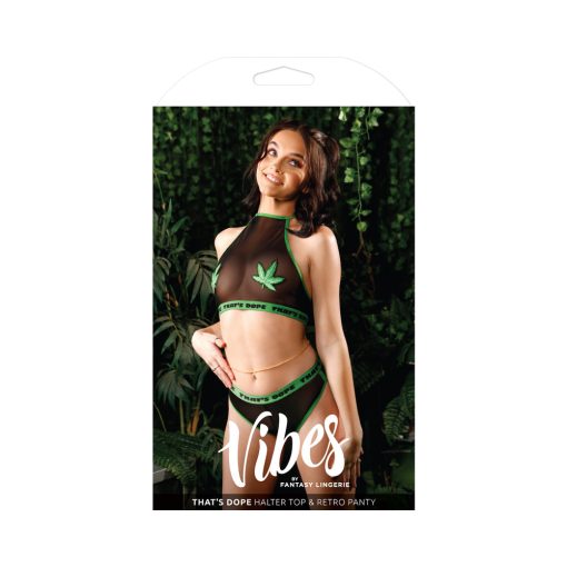 Fantasy Lingerie Vibes That'S Dope Halter Top & Retro Panty Black M/L