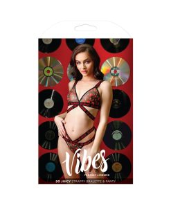 Fantasy Lingerie Vibes So Juicy Strappy Bralette & Panty Black M/L