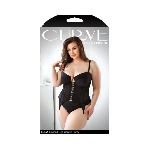 Fantasy Lingerie Curve Sloan Cropped Bustier With Molded Cups & High-Waisted Panty Black 3Xl/4Xl