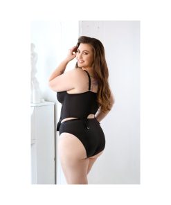 Fantasy Lingerie Curve Sloan Cropped Bustier With Molded Cups & High-Waisted Panty Black 3Xl/4Xl