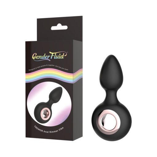 Gender Fluid Tremor Rechargeable Silicone Anal Rimmer Vibrating Plug Black - Image 9