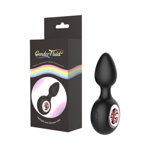 Gender Fluid Tremor Rechargeable Silicone Anal Rimmer Vibrating Plug Black - Image 11