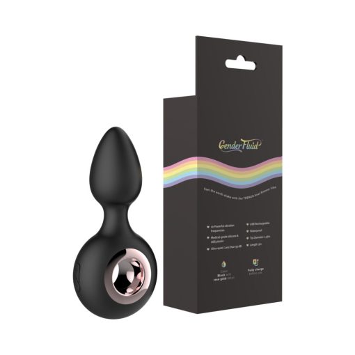 Gender Fluid Tremor Rechargeable Silicone Anal Rimmer Vibrating Plug Black - Image 12