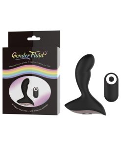 Gender Fluid Rumble Rechargeable Remote-Controlled Silicone Anal Vibrator Black