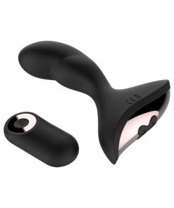 Gender Fluid Rumble Rechargeable Remote-Controlled Silicone Anal Vibrator Black
