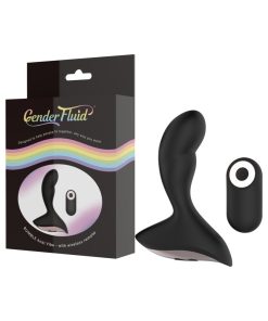 Gender Fluid Rumble Rechargeable Remote-Controlled Silicone Anal Vibrator Black