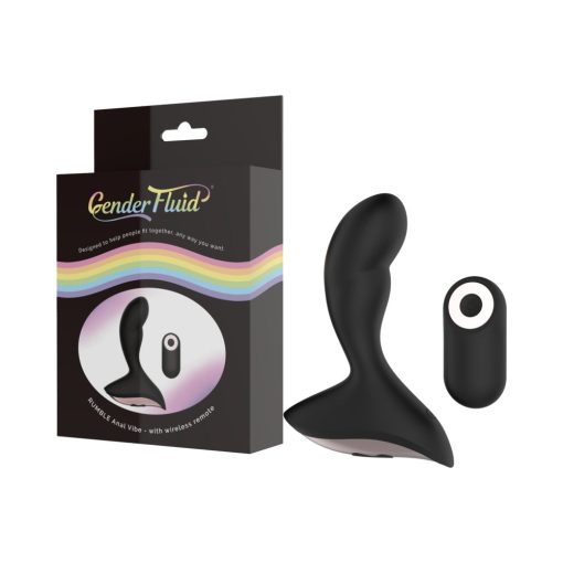 Gender Fluid Rumble Rechargeable Remote-Controlled Silicone Anal Vibrator Black - Image 10
