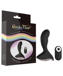 Gender Fluid Rumble Rechargeable Remote-Controlled Silicone Anal Vibrator Black