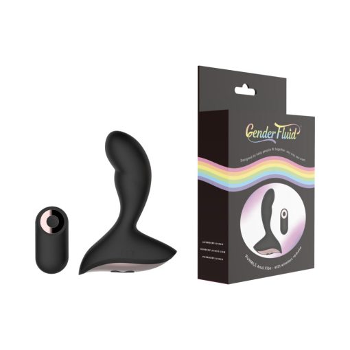 Gender Fluid Rumble Rechargeable Remote-Controlled Silicone Anal Vibrator Black - Image 12
