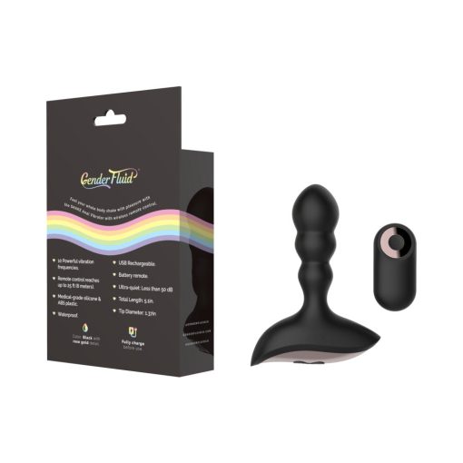 Gender Fluid Shake Rechargeable Remote-Controlled Silicone Anal Vibrator Black - Image 9