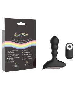 Gender Fluid Shake Rechargeable Remote-Controlled Silicone Anal Vibrator Black