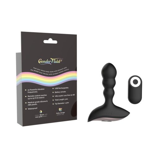 Gender Fluid Shake Rechargeable Remote-Controlled Silicone Anal Vibrator Black - Image 10