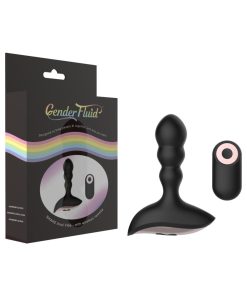 Gender Fluid Shake Rechargeable Remote-Controlled Silicone Anal Vibrator Black