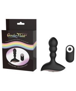 Gender Fluid Shake Rechargeable Remote-Controlled Silicone Anal Vibrator Black