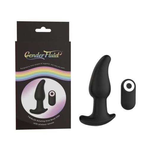 Gender Fluid Twirler Anal Vibe With Remote Silicone Black - Image 6