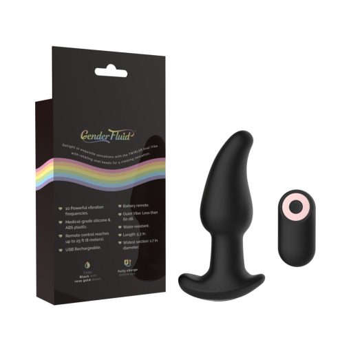 Gender Fluid Twirler Anal Vibe With Remote Silicone Black - Image 7