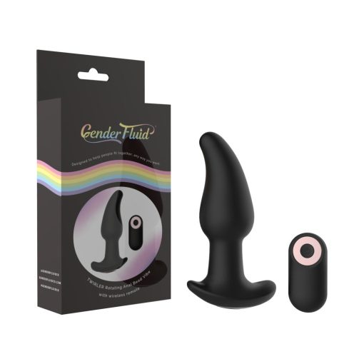 Gender Fluid Twirler Anal Vibe With Remote Silicone Black - Image 12