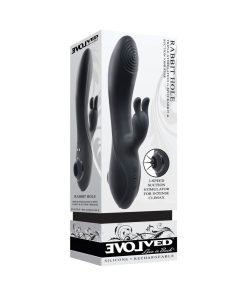 Evolved Rabbit Hole 3-In-1 Rechargeable Triple Stimulation Silicone Suction Vibrator Black