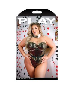 Fantasy Lingerie Play High Roller Costume Sequined Bodysuit Gold Xl/2Xl