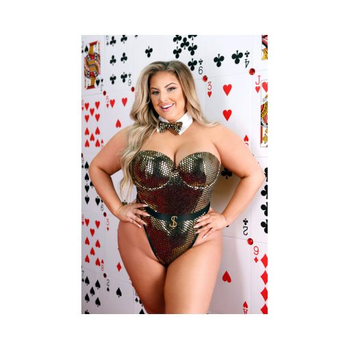 Fantasy Lingerie Play High Roller Costume Sequined Bodysuit Gold Xl/2Xl - Image 2