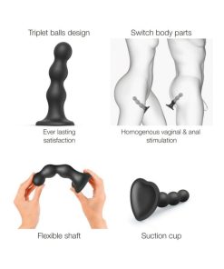 Strap-On-Me Hybrid Collection Silicone Dildo Plug Balls Black L