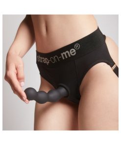 Strap-On-Me Hybrid Collection Silicone Dildo Plug Balls Black L