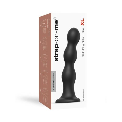 Strap-On-Me Hybrid Collection Silicone Dildo Plug Balls Black Xl