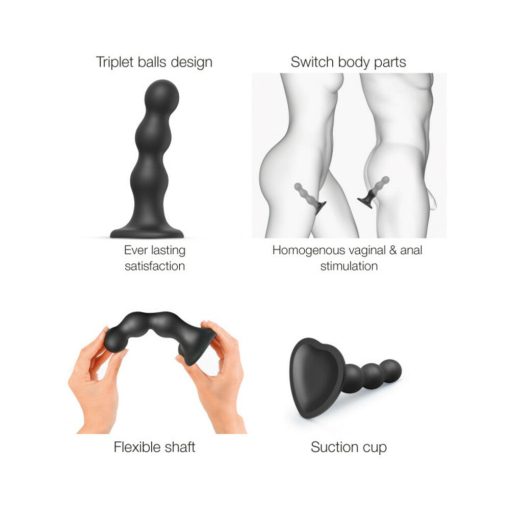 Strap-On-Me Hybrid Collection Silicone Dildo Plug Balls Black Xl - Image 4