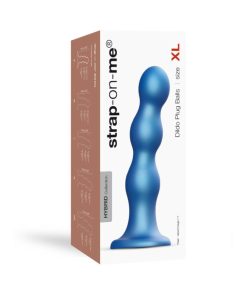 Strap-On-Me Hybrid Collection Silicone Dildo Plug Balls Metallic Blue Xl