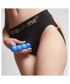 Strap-On-Me Hybrid Collection Silicone Dildo Plug Balls Metallic Blue Xl